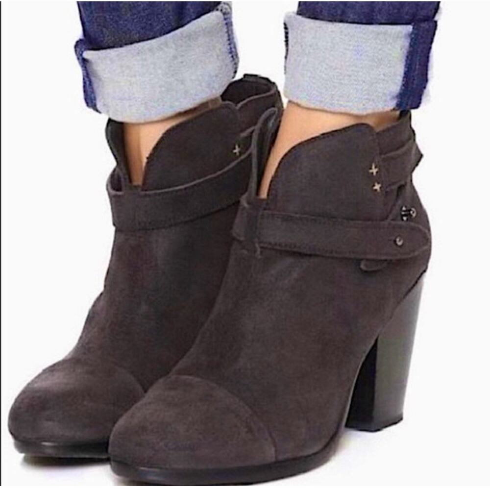 RAG & BONE HARROW ESPRESSO SUEDE ANKLE BOOTS WOMENS 7 US MADE IN ITALY